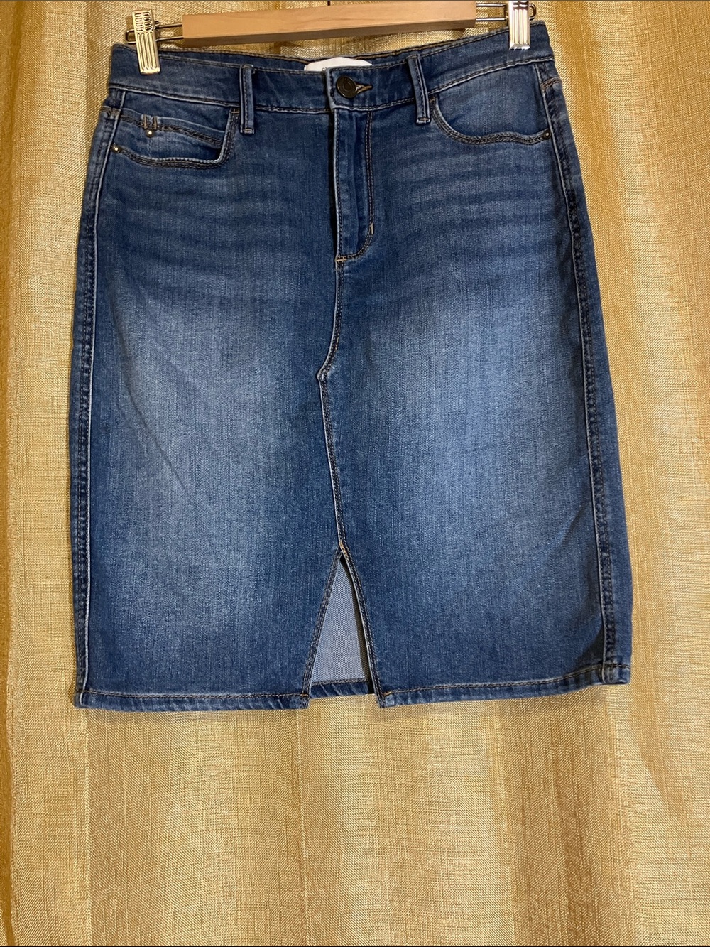 Skinnygirl Blue Denim Pencil Skirt with Front Slit